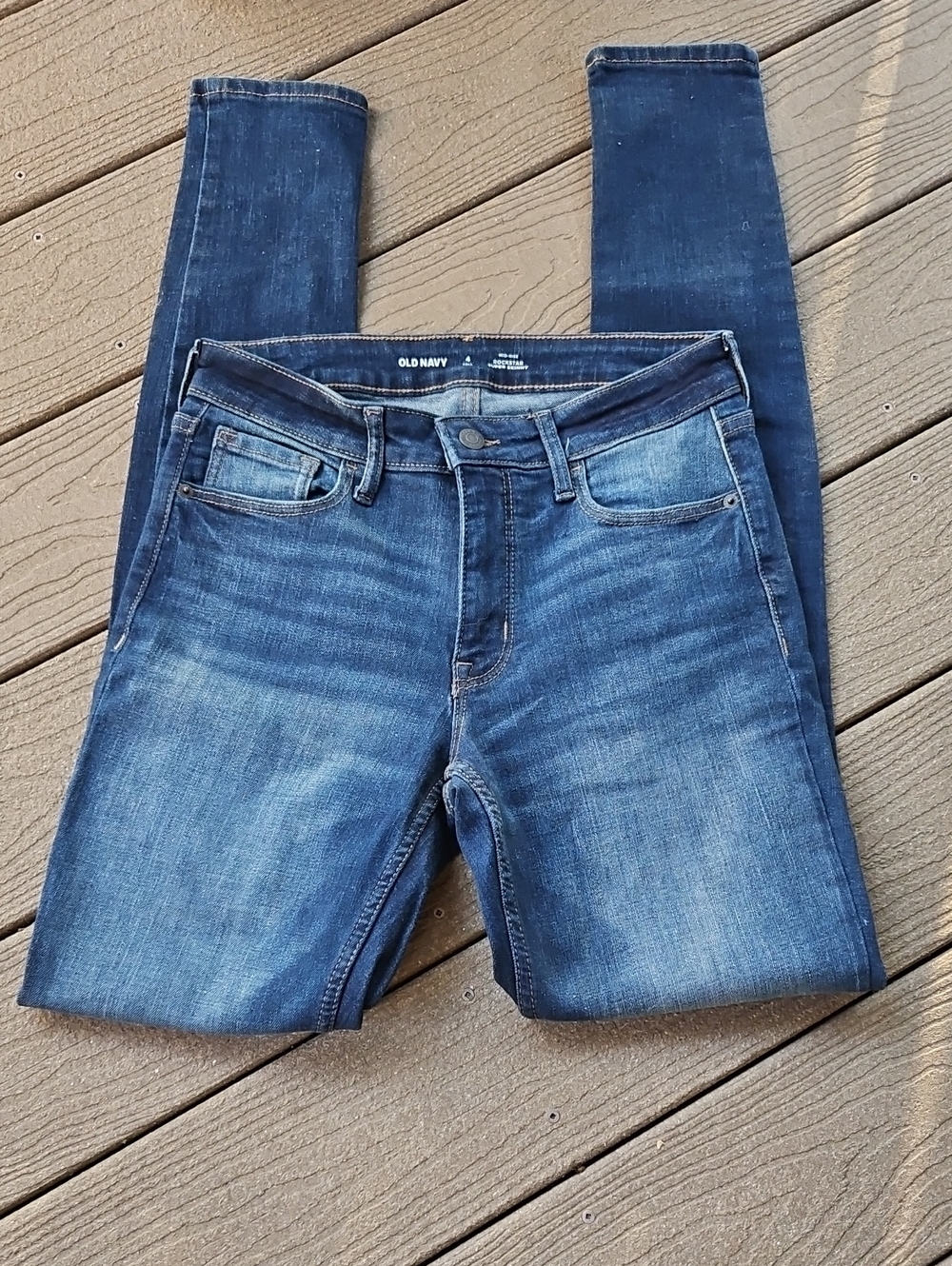 Old Navy Jeans Blue 4 Tall Mid-rise Rockstar Super Skinny Denim
